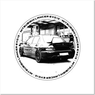 MITSUBISHI LANCER EVO IX Black 'N White 4 Posters and Art